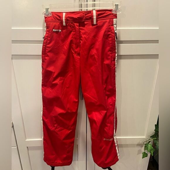 SPYDER Youth Size 10 Insulated Lined Waterproof Red Ski Snowboarding Pants adjus - Picture 1 of 12